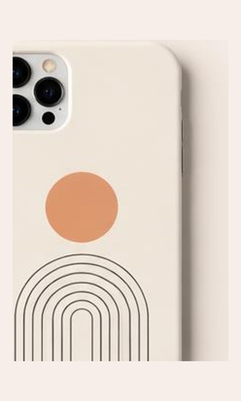 Funda de móvil con un gráfico minimalista de arco y sol