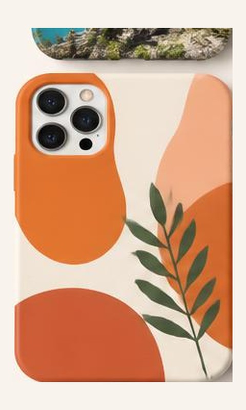 Funda de móvil con un diseño abstracto de formas naranjas